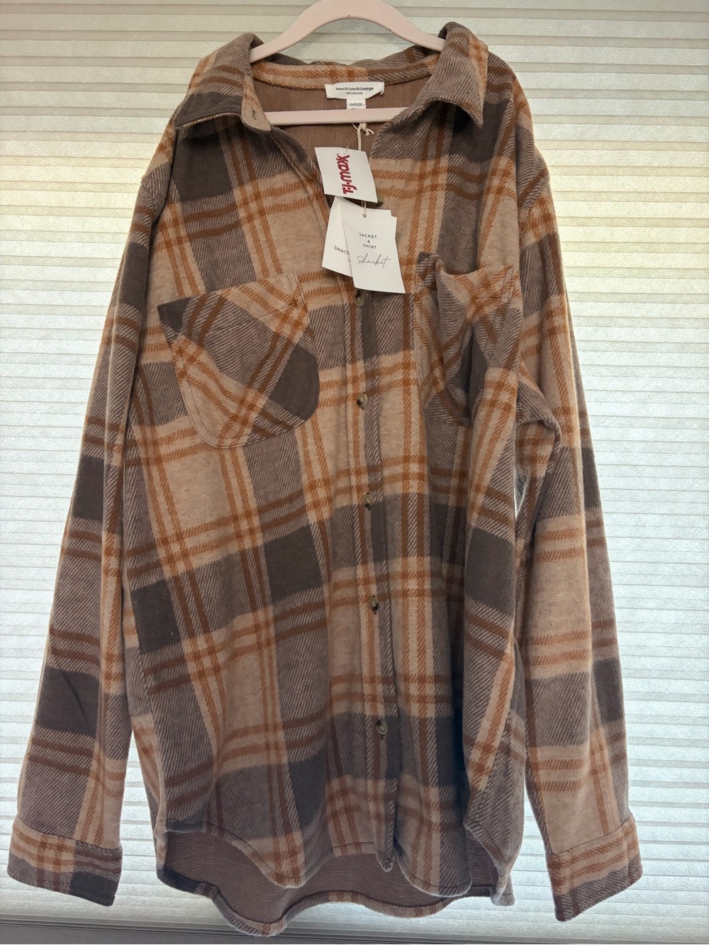 Beachlunchlounge flannel soft jacket shirt women’s large NWT